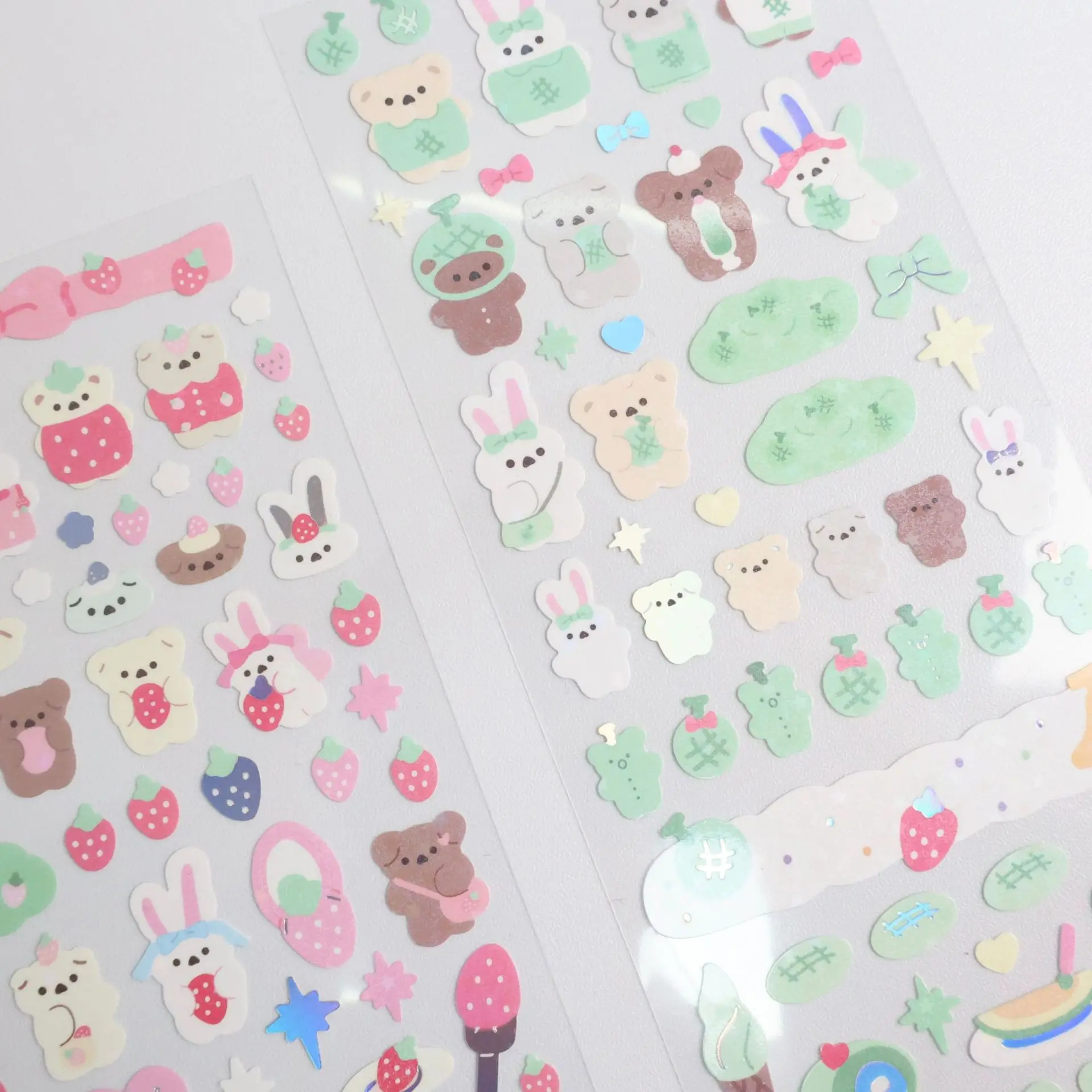 Korean Ins Prevalent Bear Laser Stickers Scrabbooking Diary Stationery cute Decorative Sticker Children Kawai Gift Deco Supplies