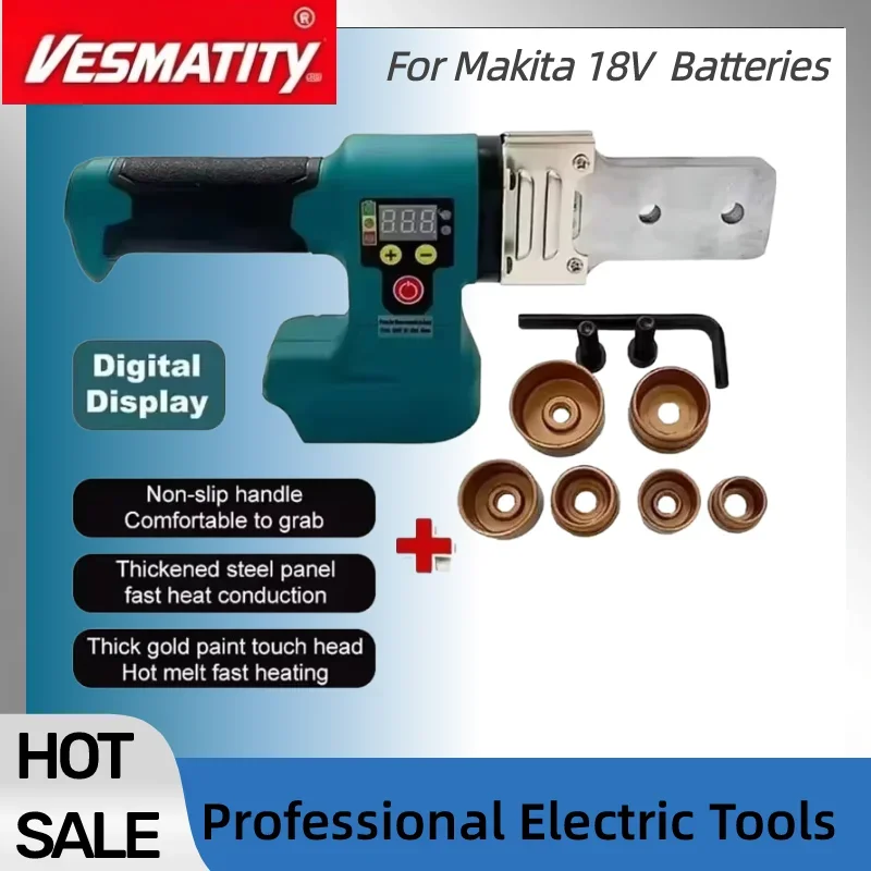 Electric Pipe Welding Machine Cordless Fuser PPR PE Soldering Iron Plastic Tube PP Heating Hot Melt For 18V-20V Battery