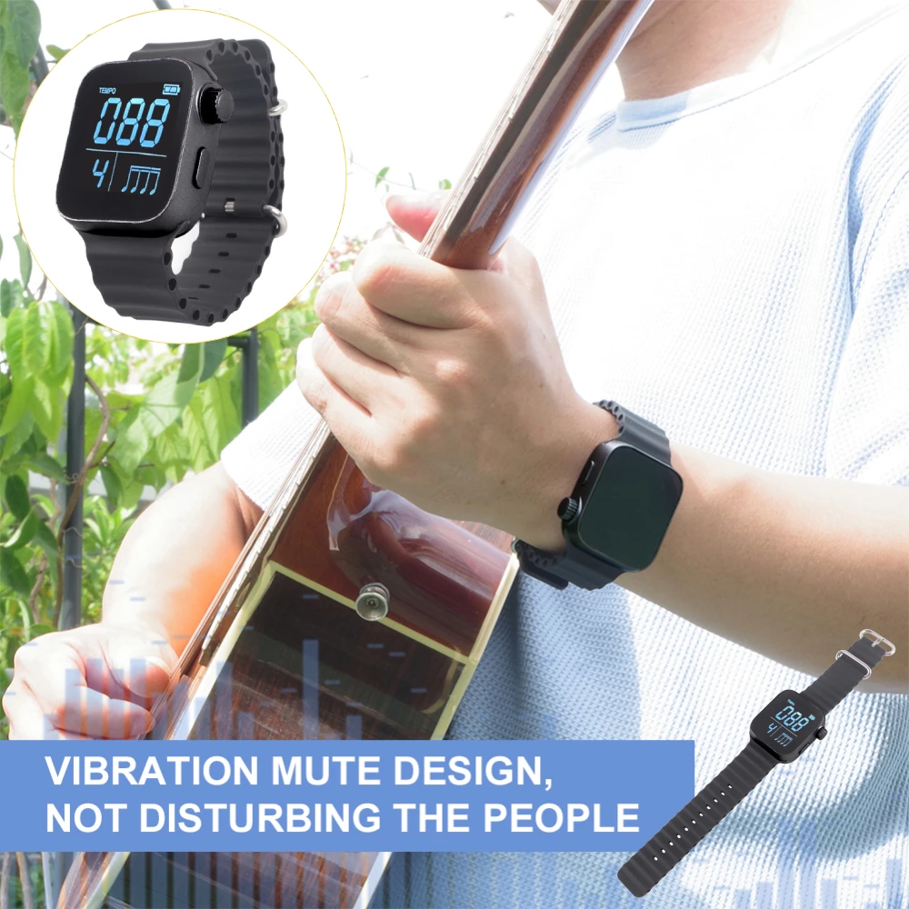 Wearable Vibrating Metronome 40-240 bpm Smart Instruments Pulse Beat Counting Watch For All Guitar Piano Drums Music Instruments