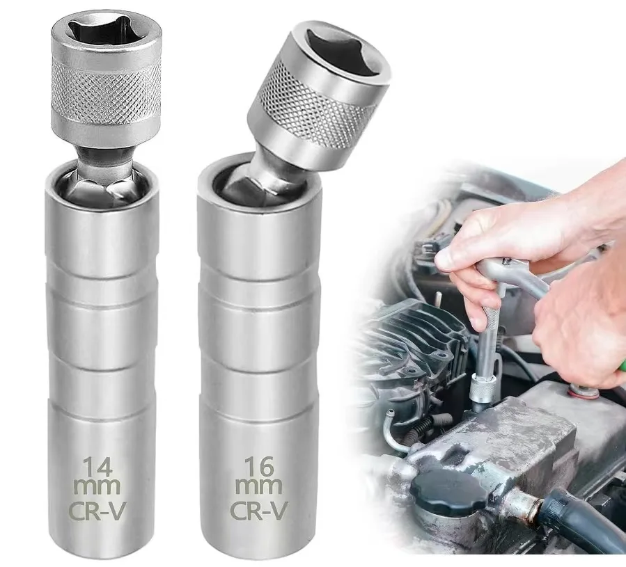 

2 шт. Розетка для свечей зажигания 14 мм 16 мм 360 ° Поворотный инструмент для снятия гнезда свечи зажигания Магнитные инструменты для установки гнезда свечи зажигания