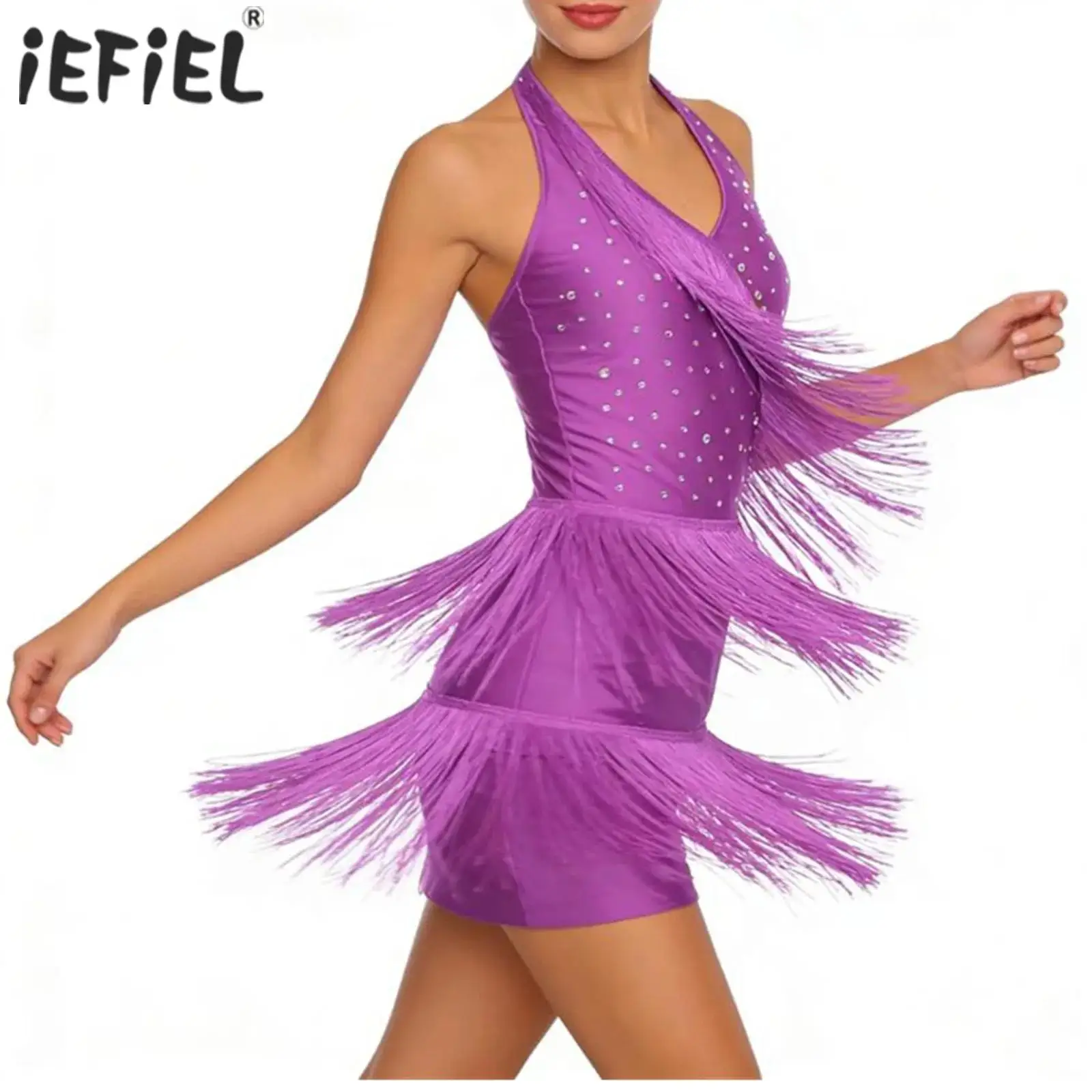 

Женский балетный трико с блестящими стразами, боди с бахромой, танго, сальса, джазовое платье, гимнастические художественные костюмы для катания на коньках