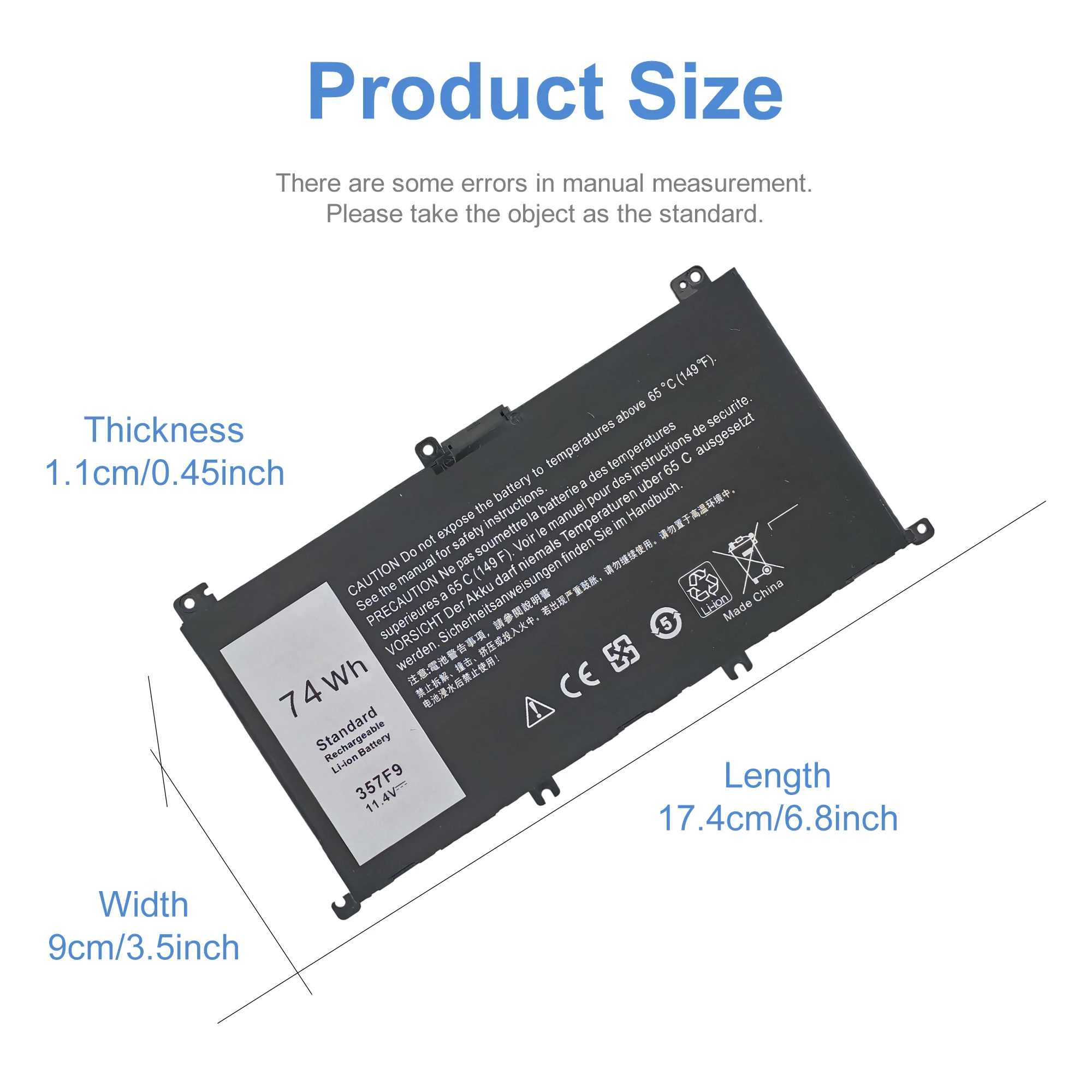 11.4V 74Wh 357F9 Battery For DELL Inspiron 15 Gaming 5576 5577 7566 7567 7000 7557 7559 P65F P57F P65F001 P57F001  5 sold