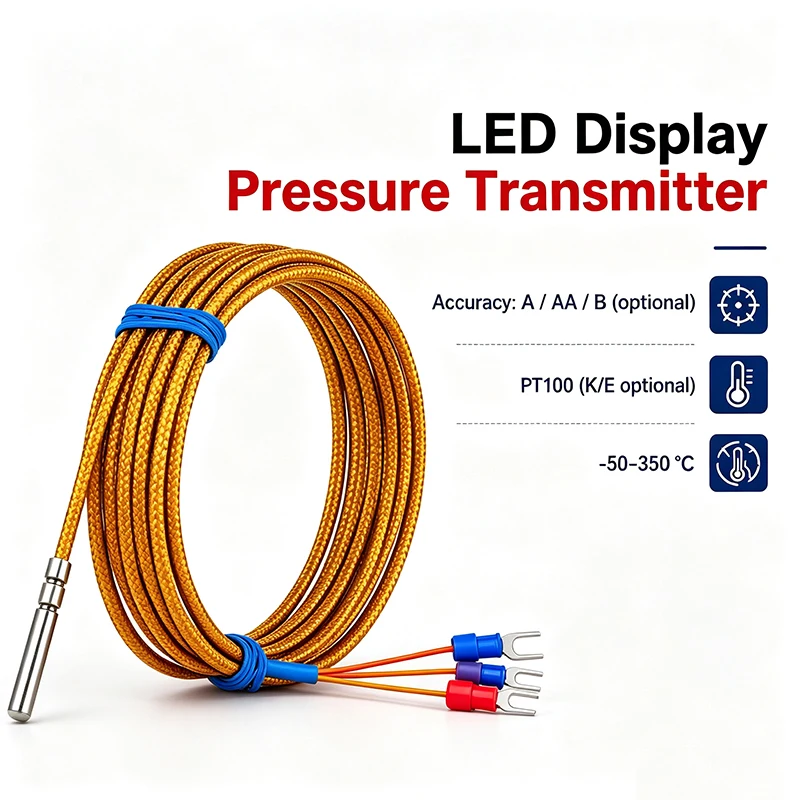 PT100 Temperature Sensor Probe Φ4x30mm -50~350°C RTD High Temp Sensor for Packaging Machine Food Processing