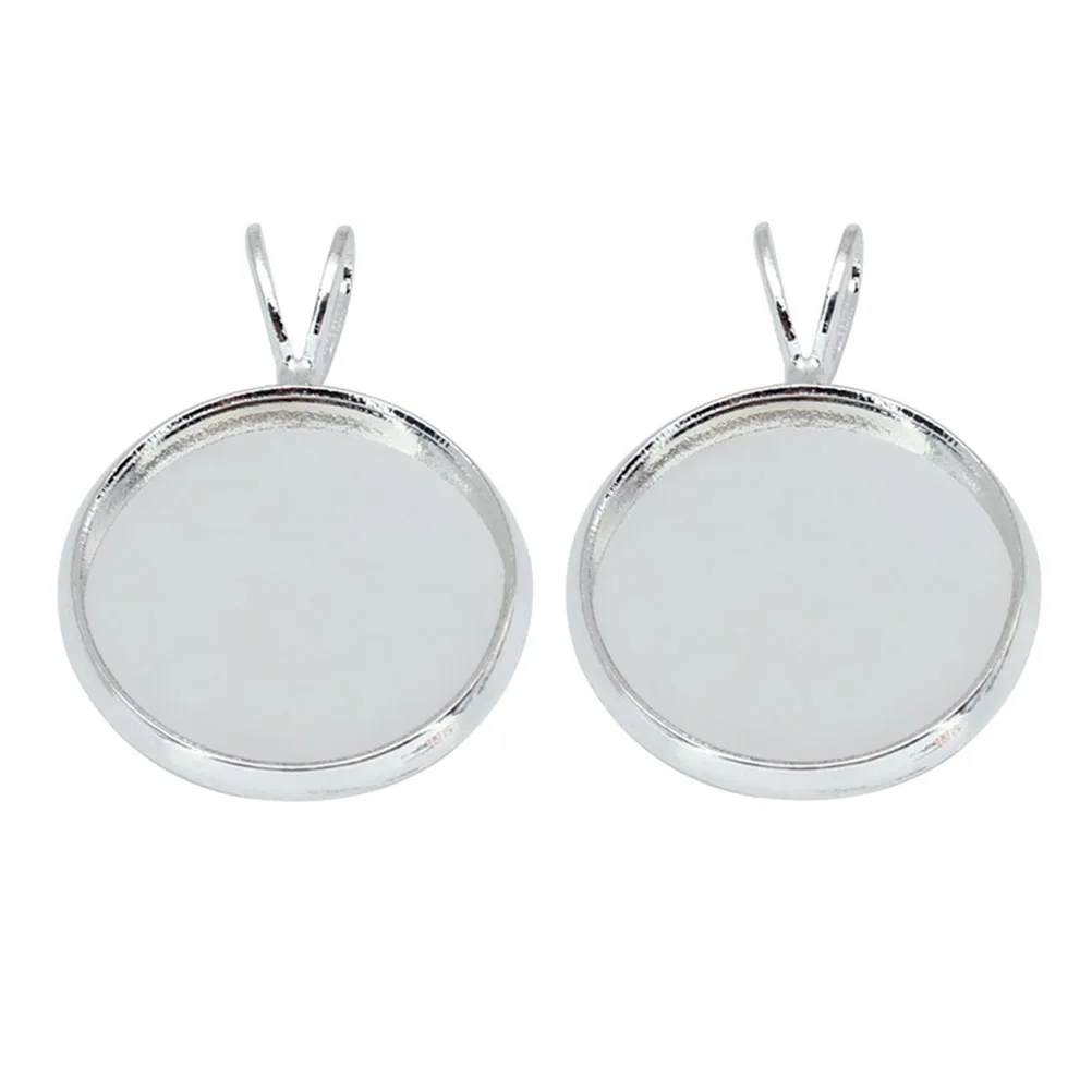 

10 PCS Pendant Tray Silver Copper Plating Earrings DIY Jewelry Making Round Kits
