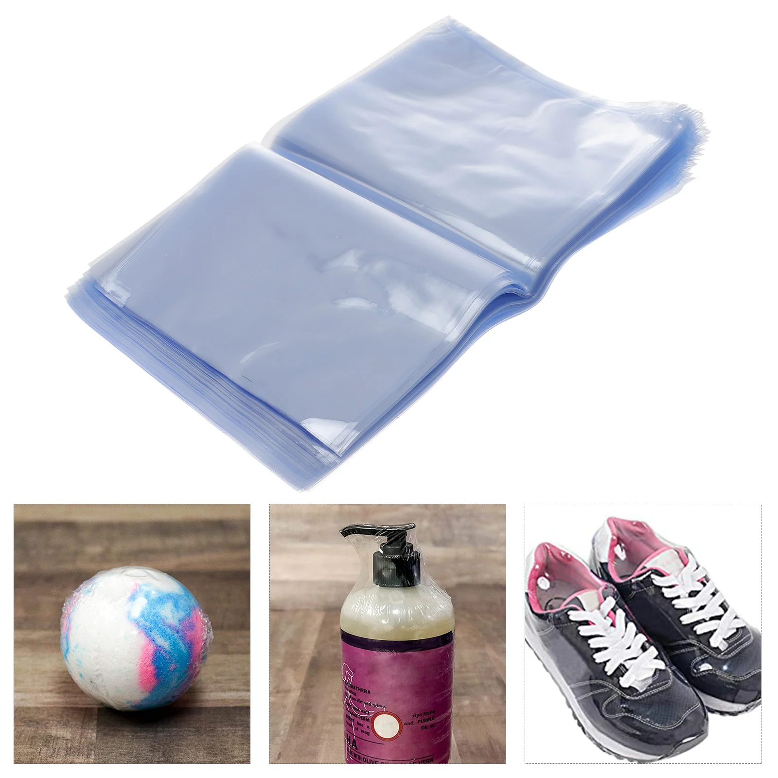 100 PCS PVC Shrink Wrap Bags for Soaps Bottles Bath Packaging Gift Baskets (10 x 15cm) shrink film bags