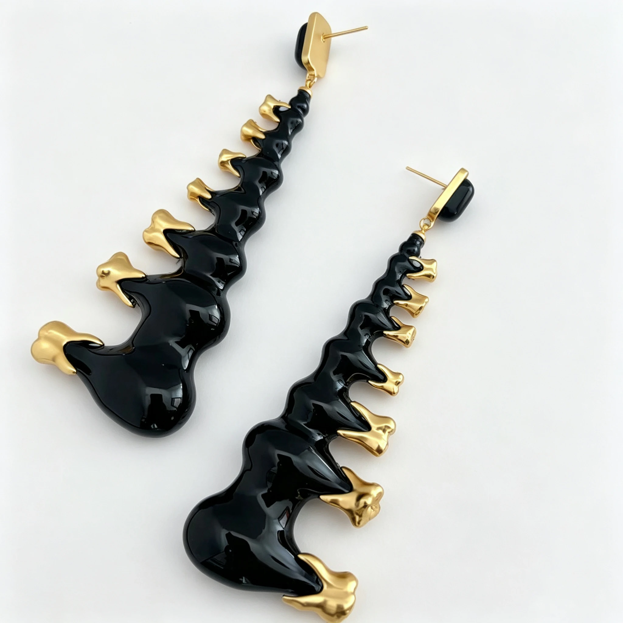 Fashion Enamel Drop Glazed Gold Tooth Long Earrings Women Exaggerated Art Designer Jewelry