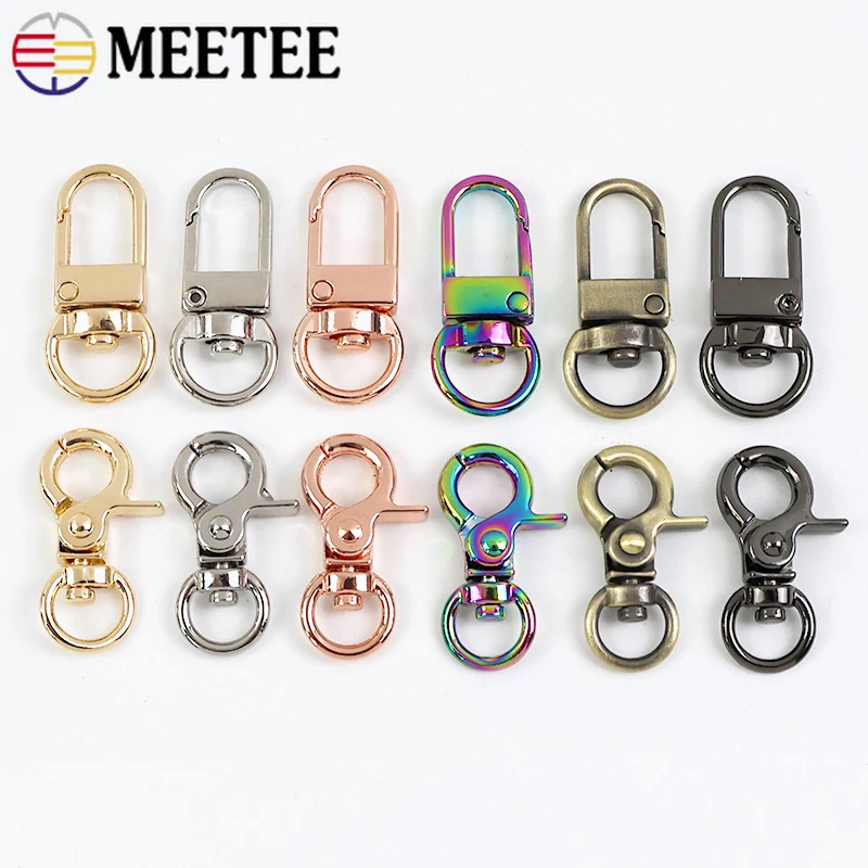 10Pcs 10mm Metal Buckles KeyChain Swivel Clip Lobster Clasp Bags Strap Dog Collar Carabiner Snap Hook DIY Hardware Accessories