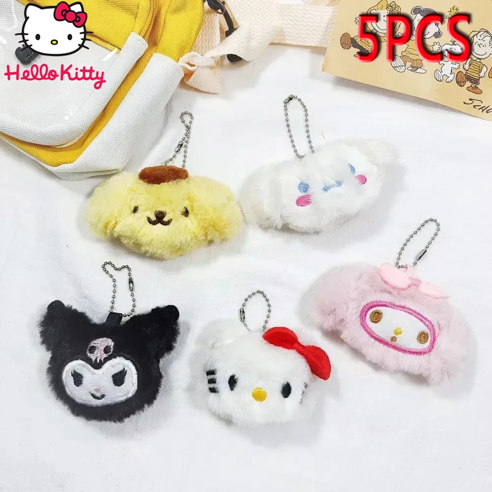 Hello Kitty Keychain Melodys Kuromis Plush Key Chain Kawaii Sanrio Bag Accessories Cartoon Toy Bag Ornaments Children's Gifts