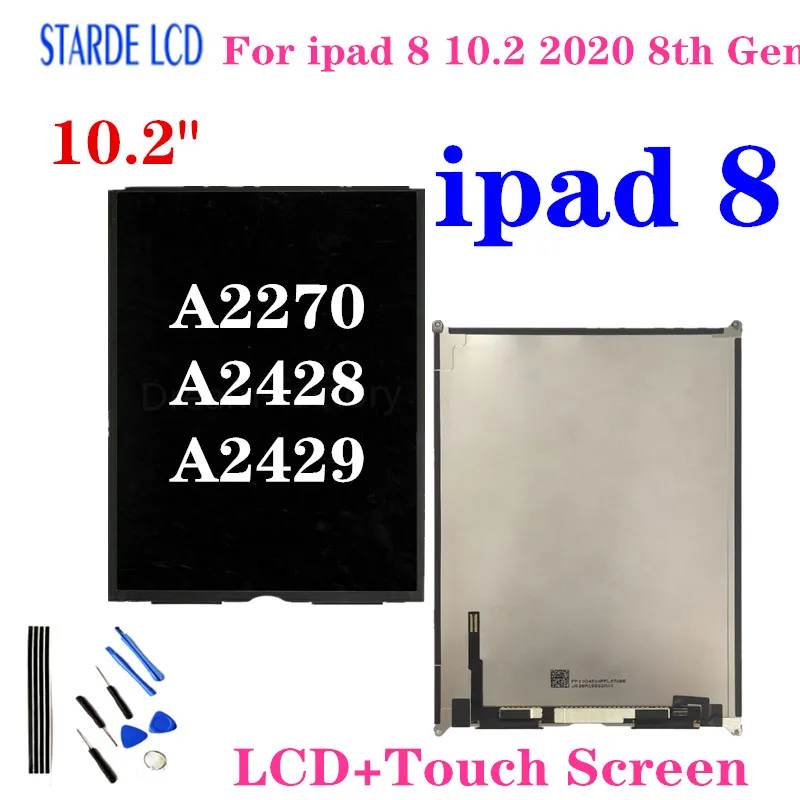 

10.2" High Quality LCD For ipad 8 10.2 2020 A2270 A2428 A2429 8th Gen LCD Touch Screen Display Digitizing Assembly Replacement