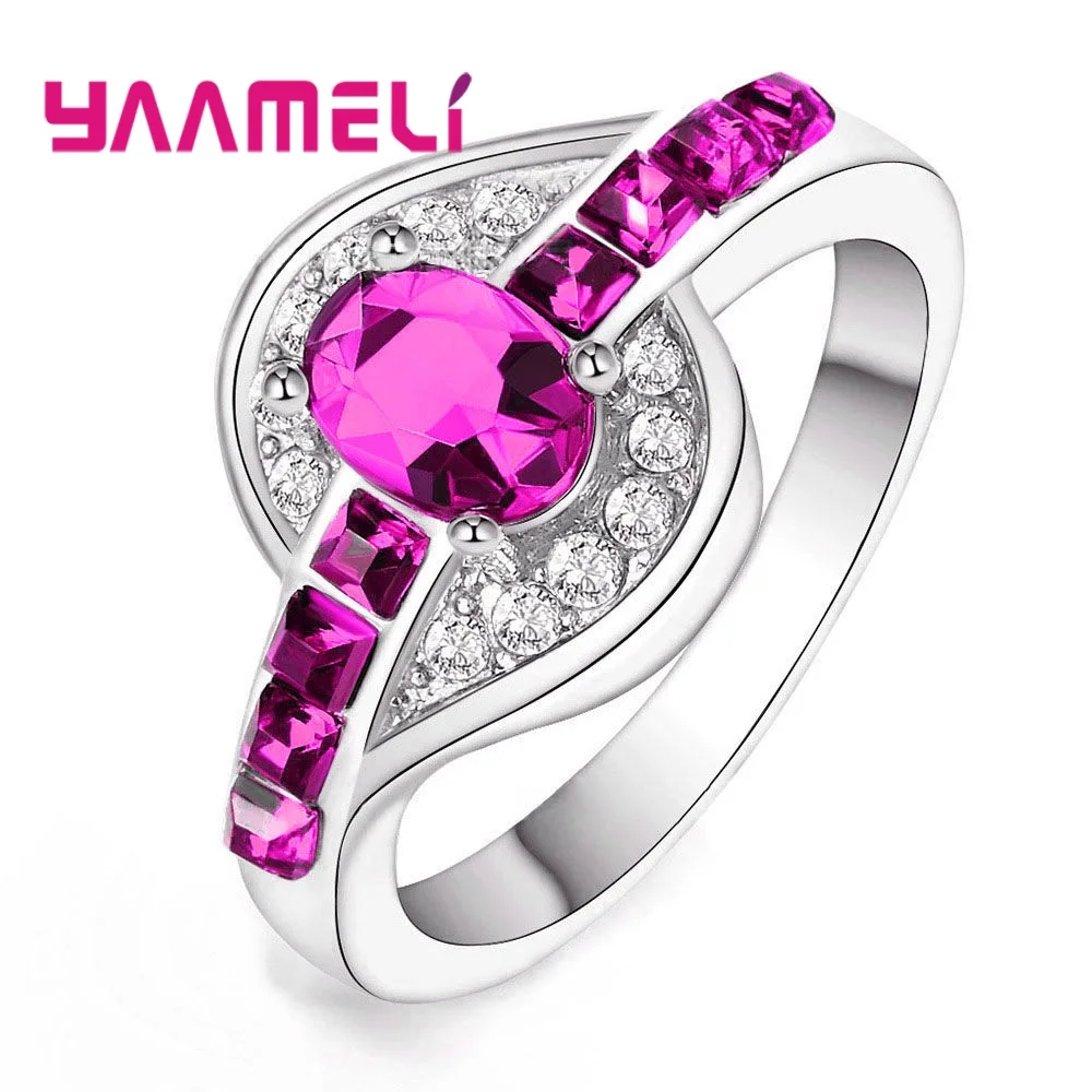 Created Finger Ring Halo Ripple Charms Engagement Wedding Jewelry 925 Sterling Silver Austrian Crystal for Women Xmas Gifts - Image 3