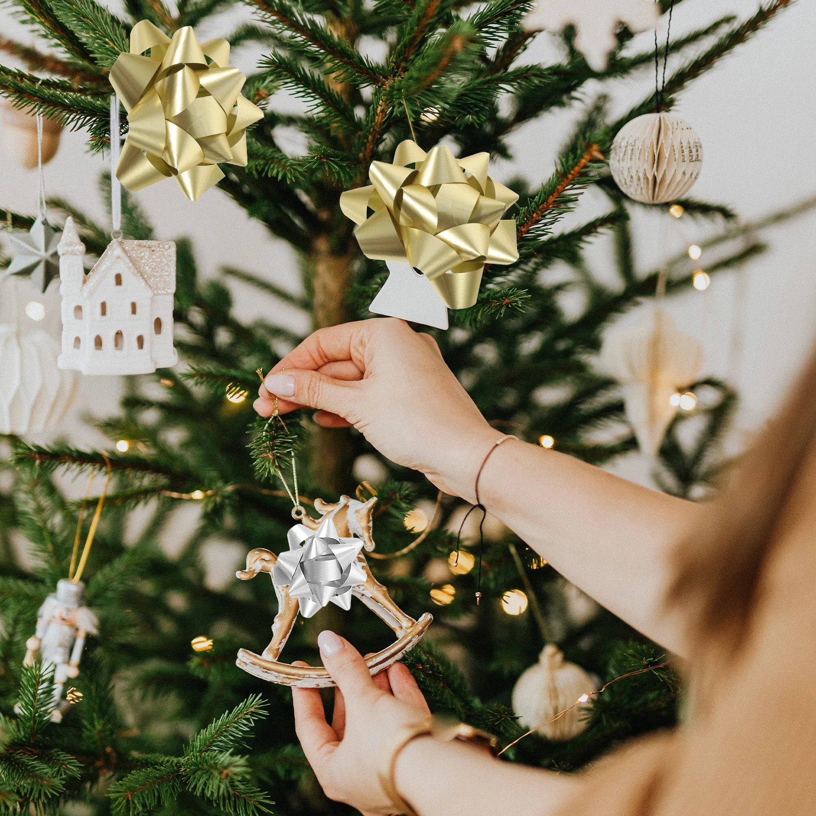 

1Set Colorful Christmas Bows Decorative Plastic Star Gift Wrapping Bow for Holiday Gift Packaging Christmas Bows