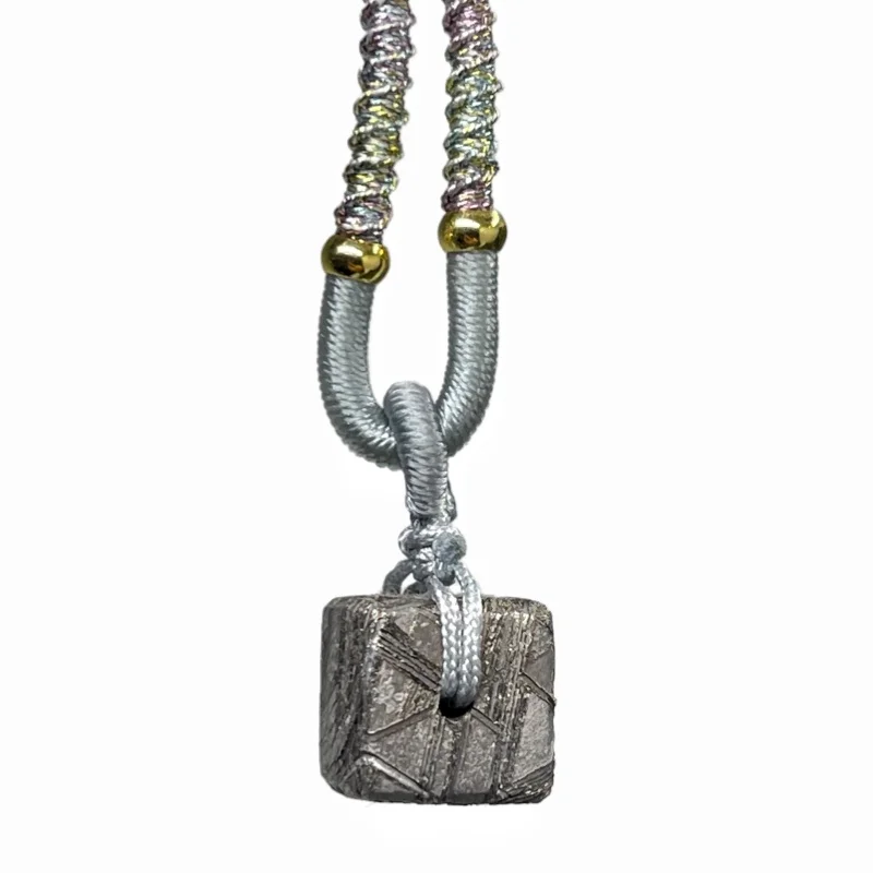 Natural Gibeon Meteorite Cube Pendant Genuine Meteorite Widmanstätten Pattern Hand Polished Necklace Pendant LK623