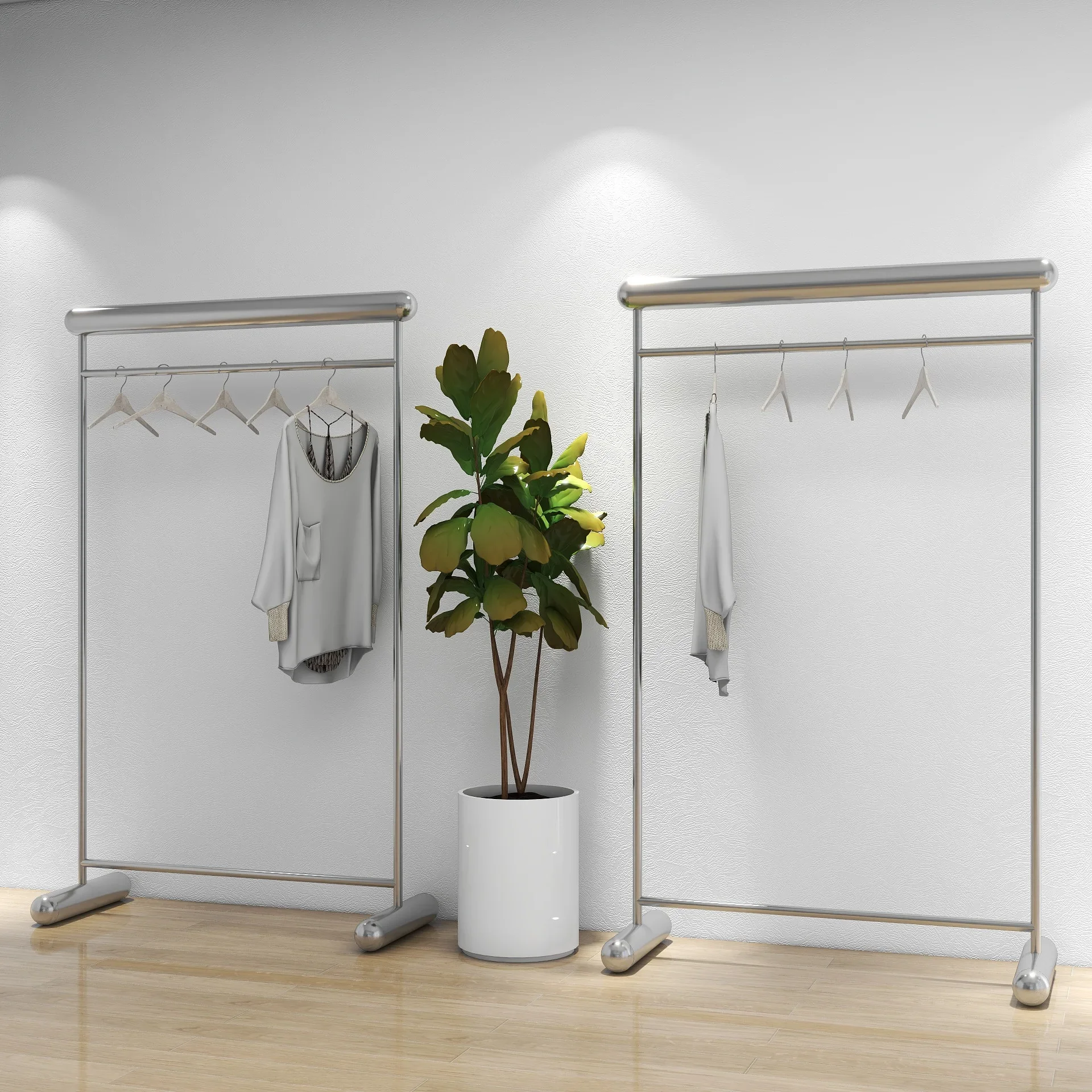 

Clothing store display rack Floor type stainless steel hanger Internet celebrity floor hanger Women's clothing store special flo