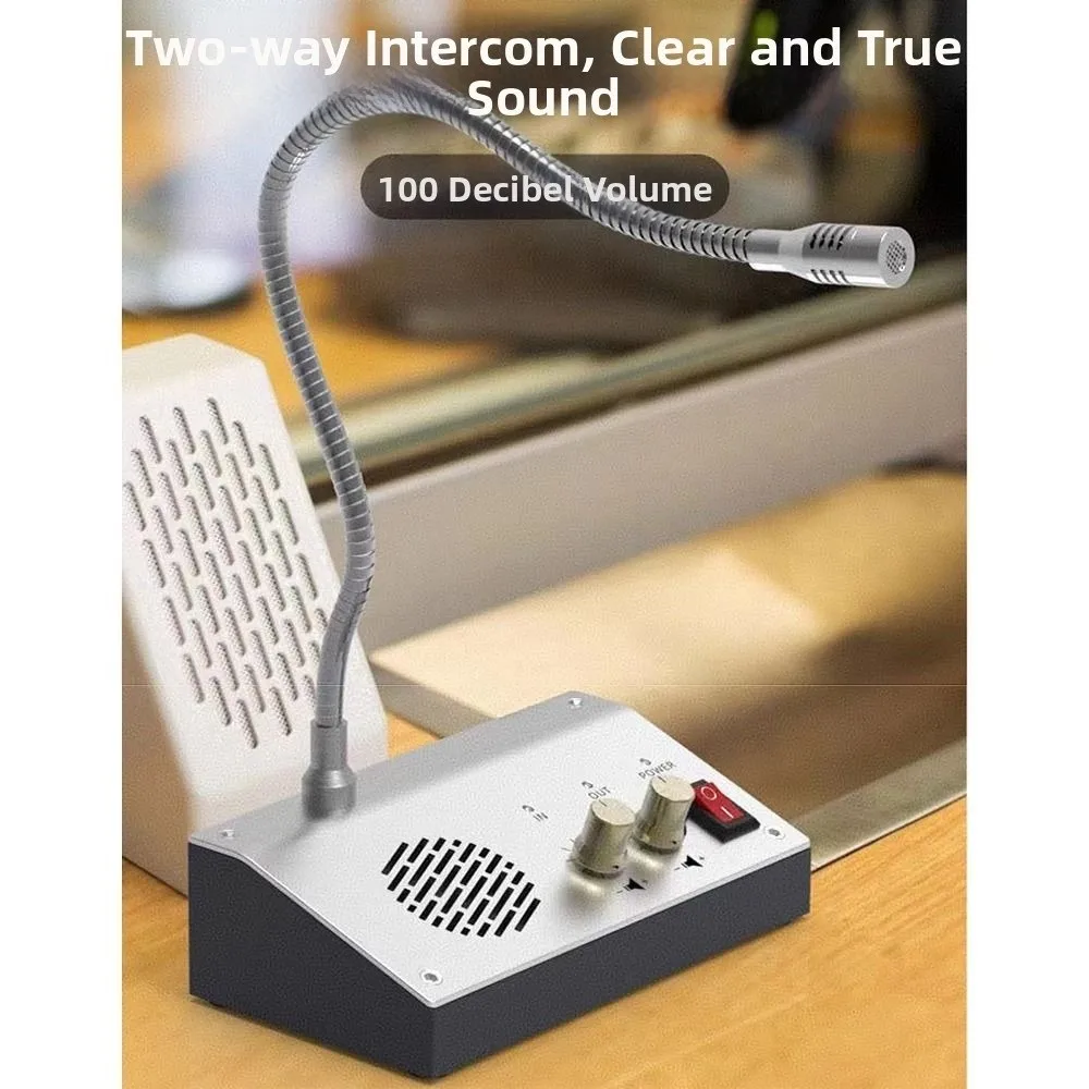 Wired Microphone Window Intercom System Loud Outer Microphone Noise-Free Two Way Intercom Easy Installation Desktop Isolation