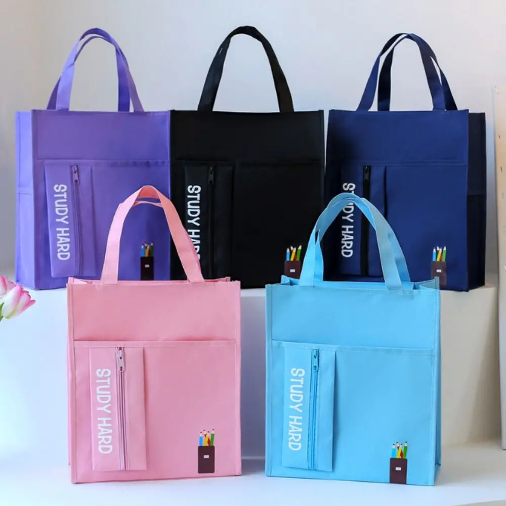 Shopping Bag Student Tutorial Bags Travel Bag with Pencil Case Children Art Bag Multi-functional Portable Zipper File Handbag