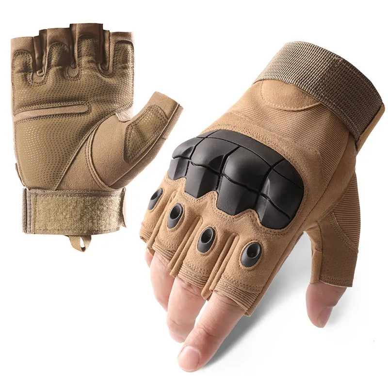 Men's Outdoor Tactical Fingerless Gloves Hard Knuckle Paintball Airsoft Hunting Combat Riding Hiking Half Finger Gloves