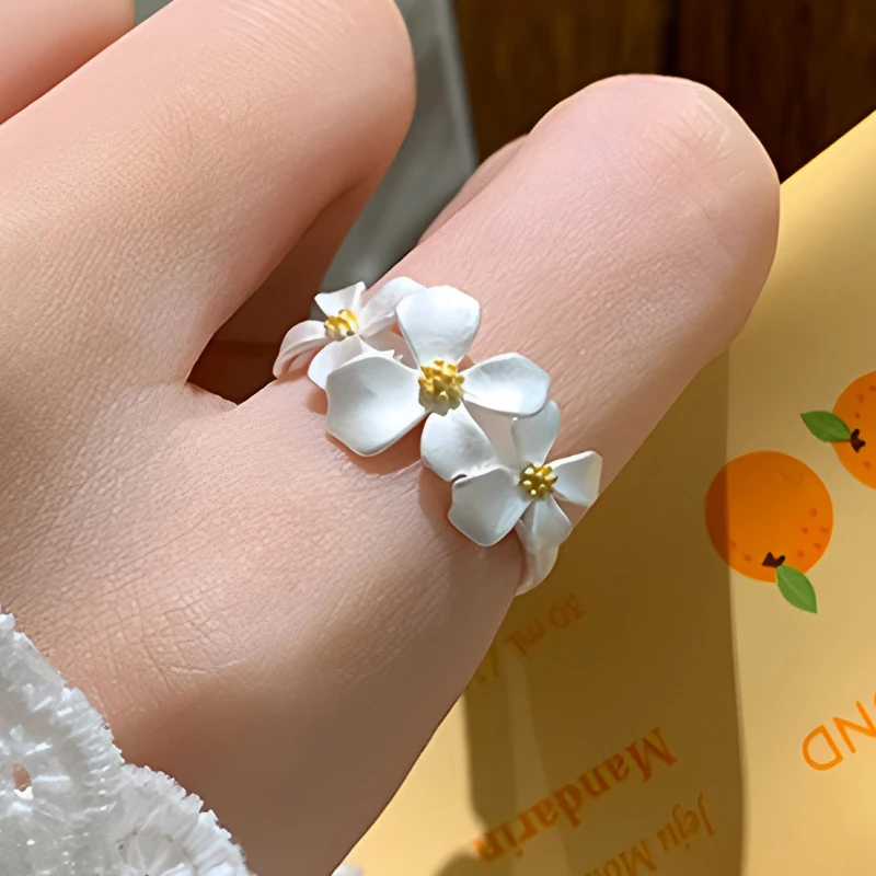 925 Sterling Silver Rings For Women Jewelry Flower Openwork Designer Vintage Adjustable Ring Luxury Jewellery Gift