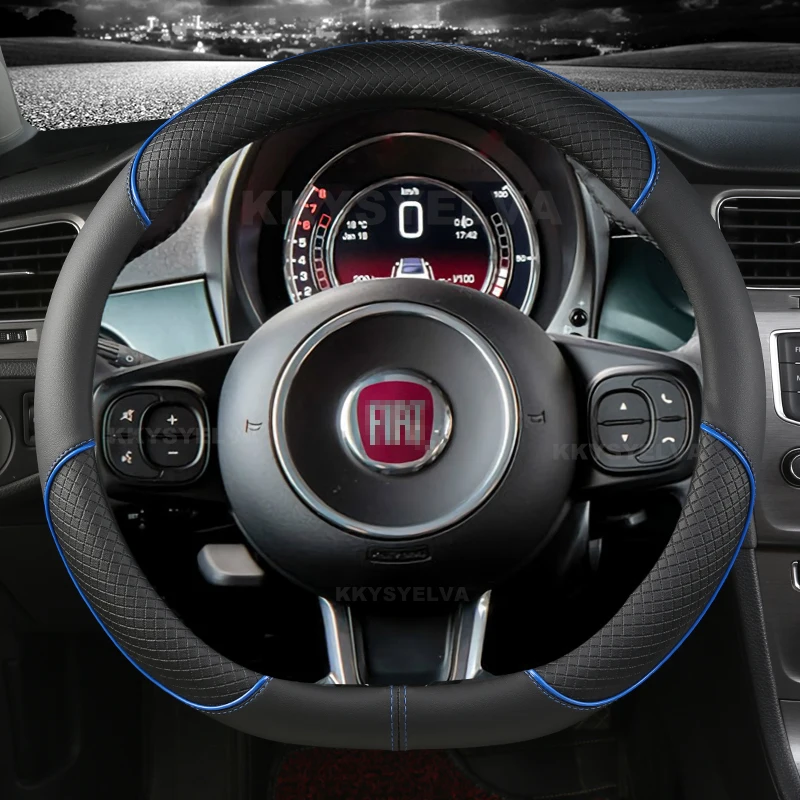 Car Steering Wheel Cover Microfiber Leather For Fiat 500 2007-2022 500e 2020 2021 500L 2014-2018 500X 2015-2022 Auto Accessories