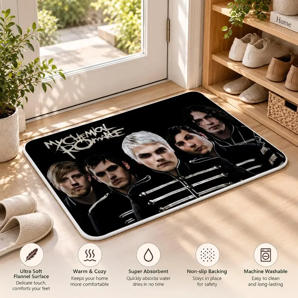 Metal Rock MY C-CHEMICAL ROMANCE Floor Mat Flannel Rug Soft Non Slip Door Mat Bathroom Bedroom Kitchen Living Room Home Decor