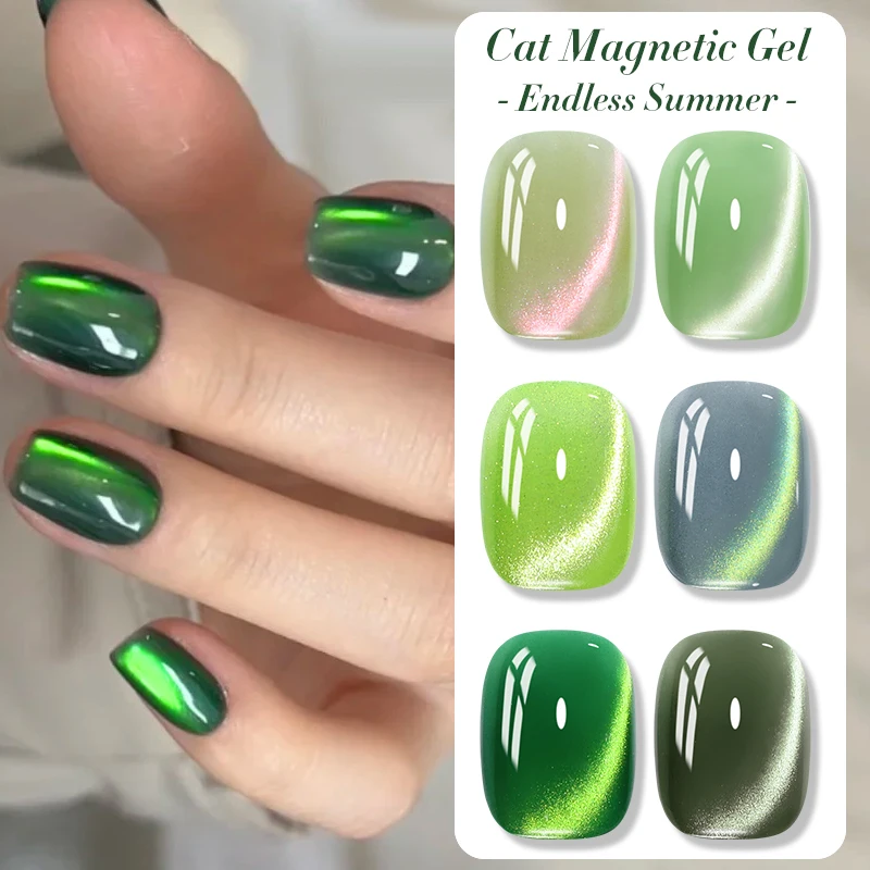 BORN PRETTY 10 ml grüne Farbe Katze magnetischer Gel-Nagellack Ultra Shine Semi Permanent Soak Off UV Gel Maniküre Nail Art Lack – Detail 3