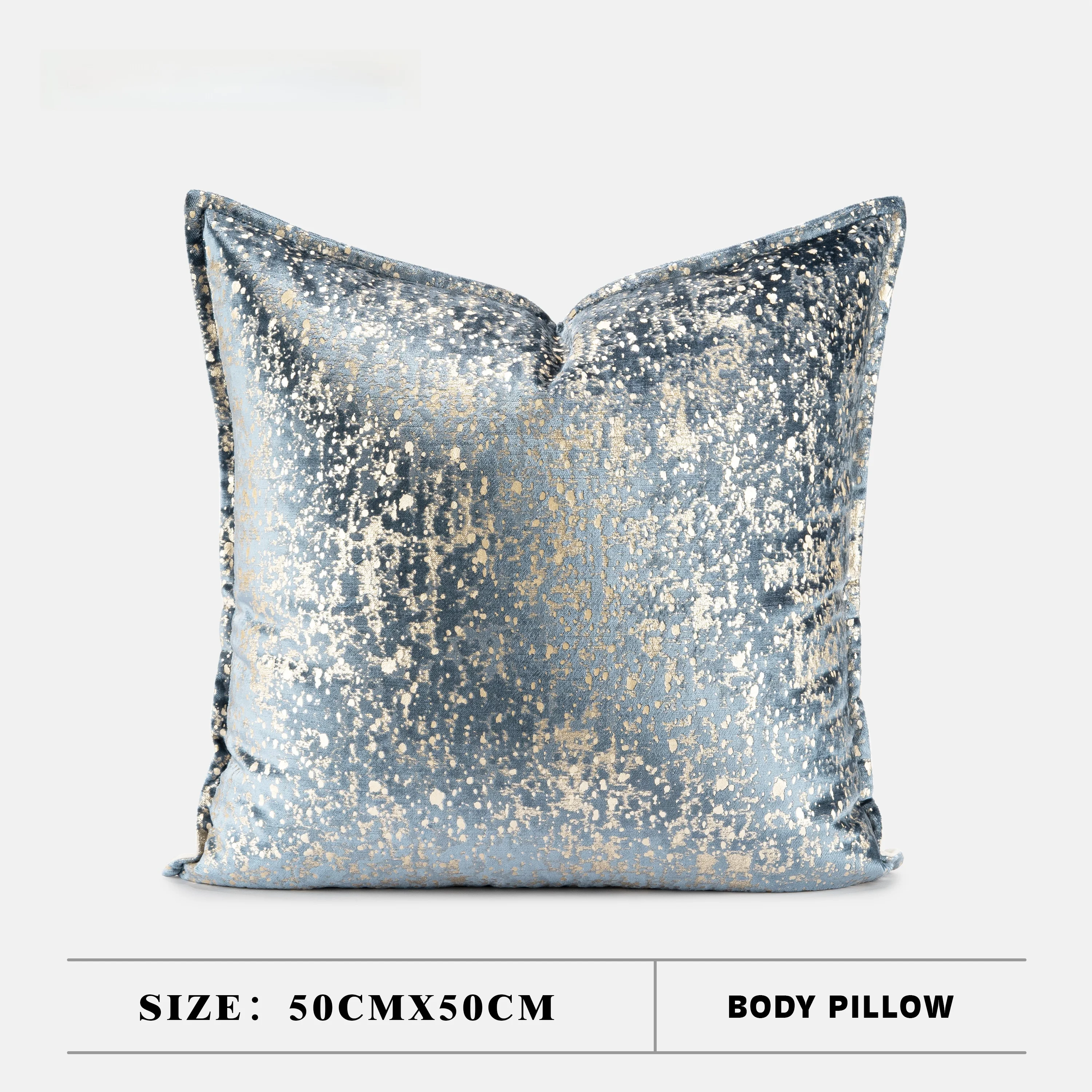 

Современная синяя подушка для дивана, образец для демонстрационной комнаты отеля, подушка-подголовник для кровати, золотистая бархатная подушка для дивана, декор для дома, подушка-кушон