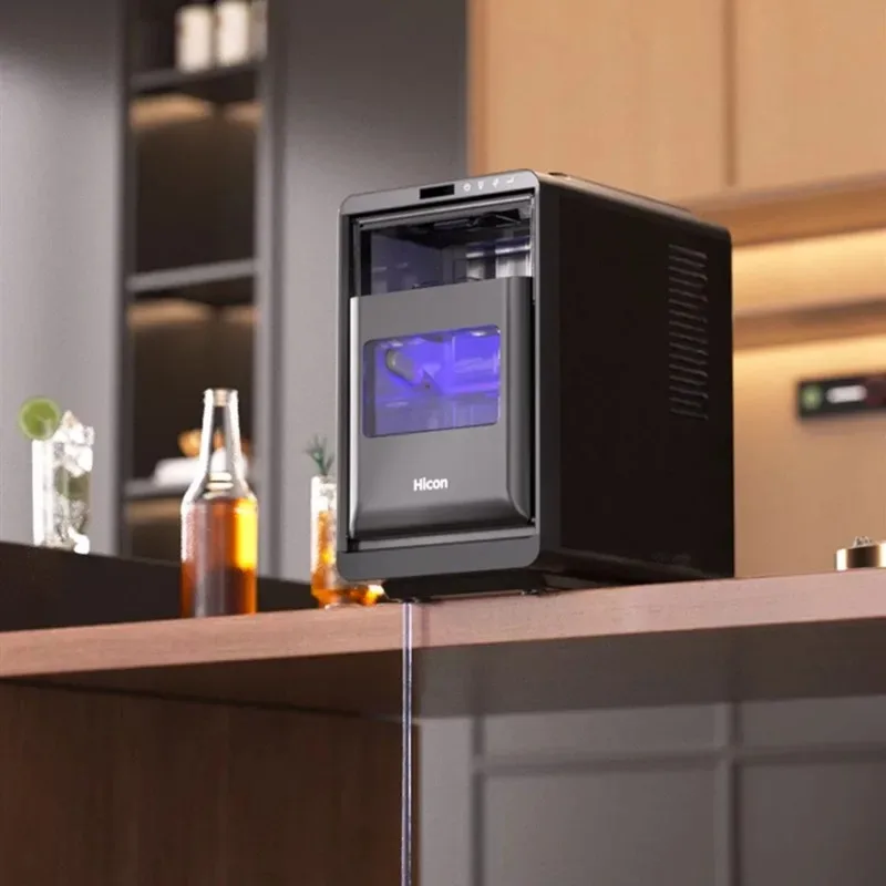 220V Household and Commercial Ice Maker Machine Fast Cooling Energy-Efficient Ice Maker Half-Moon Ice Cube Machine Black Home