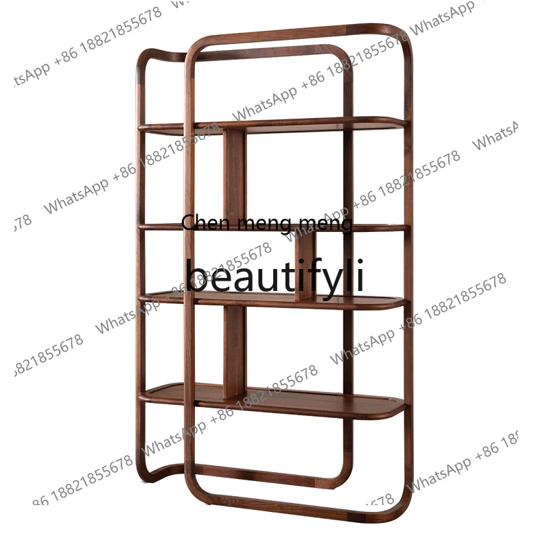 

Solid wood simple bookshelf modern black walnut study living room display light luxury bookcase storage multi-functional shelf H