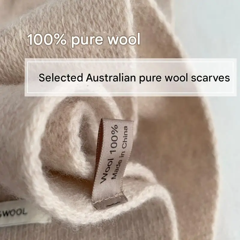 Hochwertiger Bestseller 100% Wollschal~ Ausgewählte Australische Wolle Kamelbeige Warmer Gestrickter Schal für Männer und Frauen