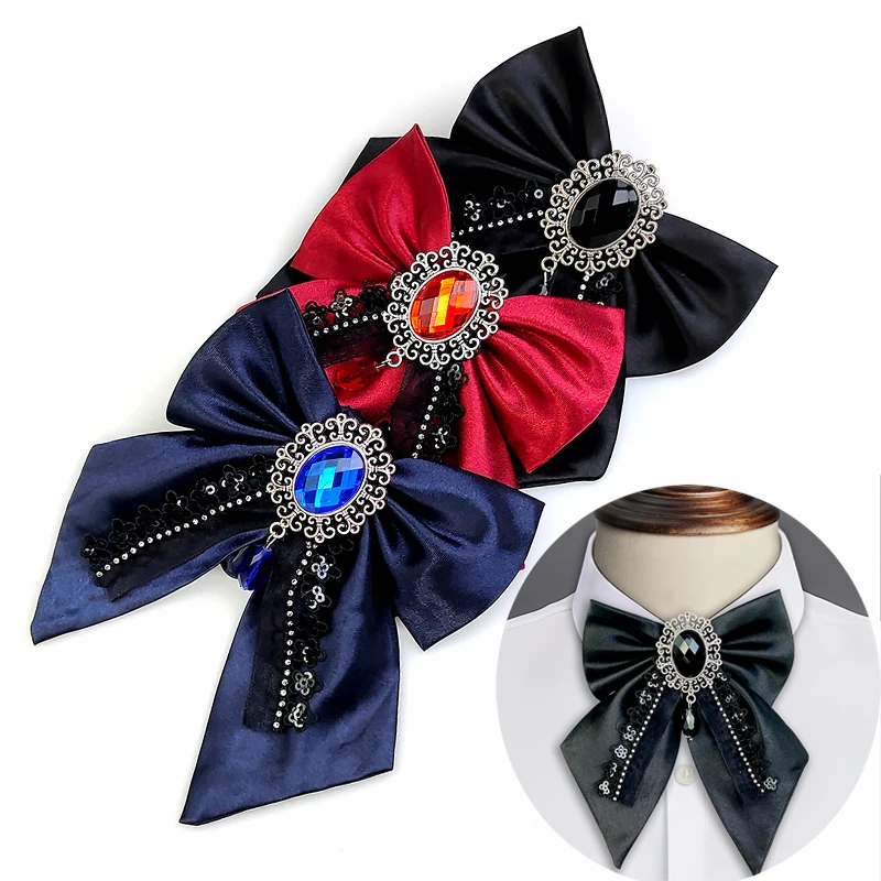 Fashion Accessories JK Shirt Dress Neck Wear Ties Goth Crystal Bowknot Bow Tie Uniform Collar Cravats Female Commute Ties