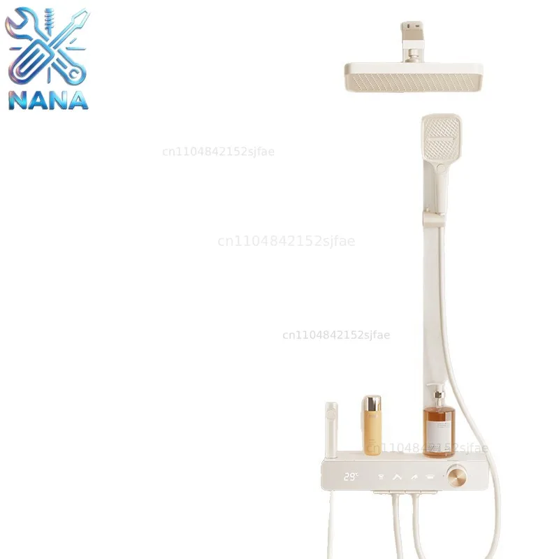 Grey Shower Complete Set Piano Digital Display Pressure Boosting Shower Head Set Cold Hot Water Shower For Bathroom