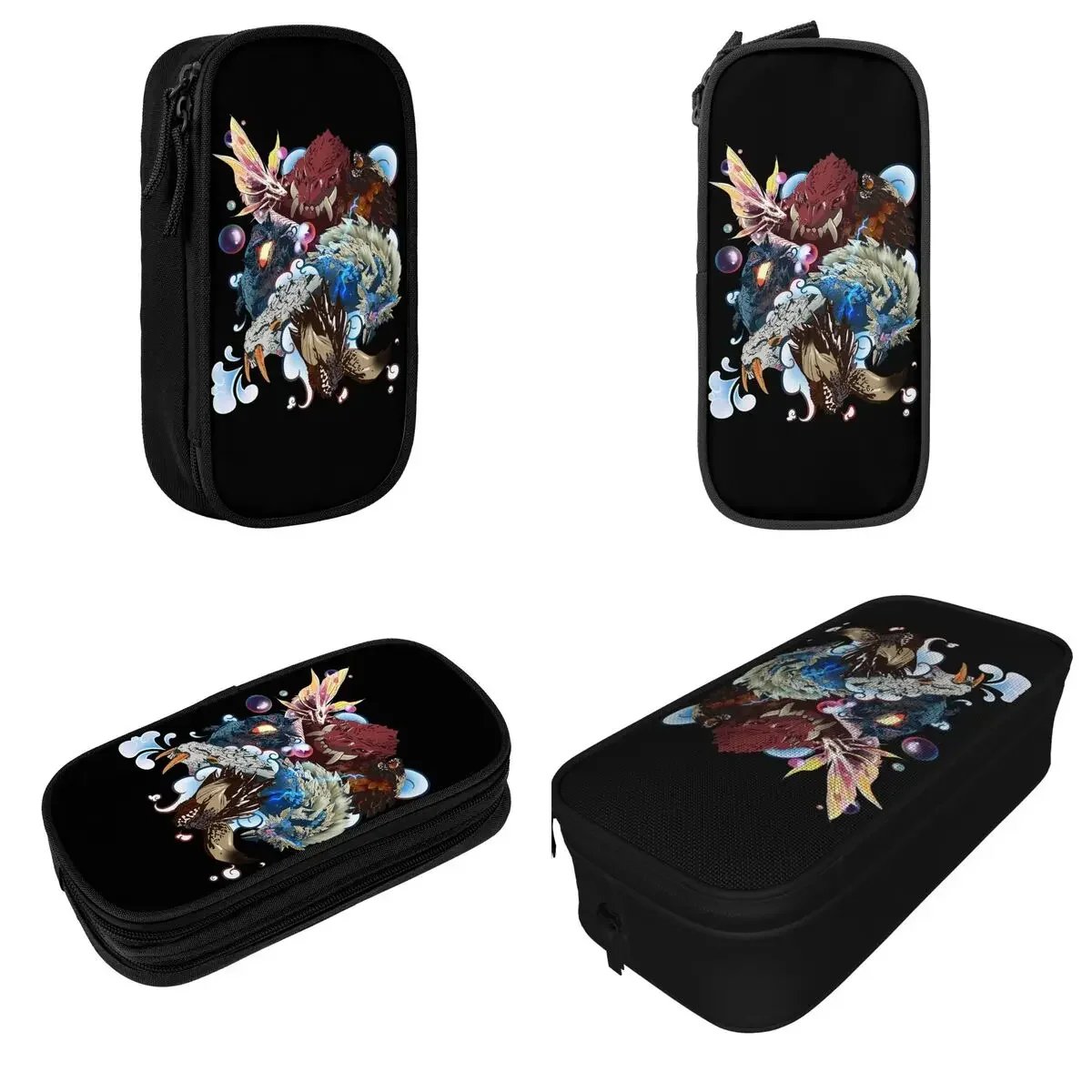 Monster Hunter Collage Pencil Case Pencil Pouch Pen Holder for Student Big Capacity Bag School Supplies Zipper Stationery