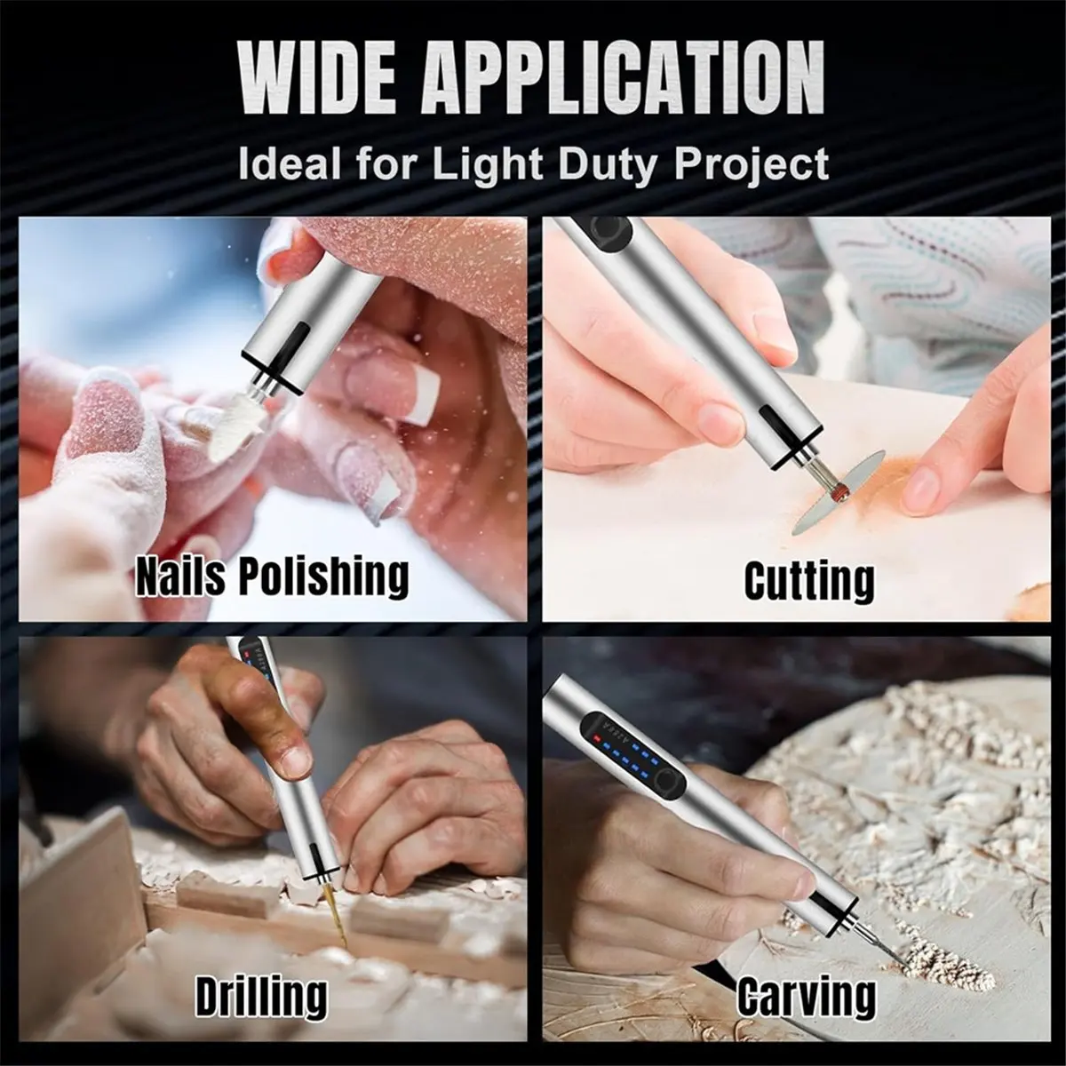Y17A USB Rechargeable Engraving Pen Engraver,Portable DIY Hand Drill for Jewelry Making, Metal Wood Stone Plastic Glass, Gray