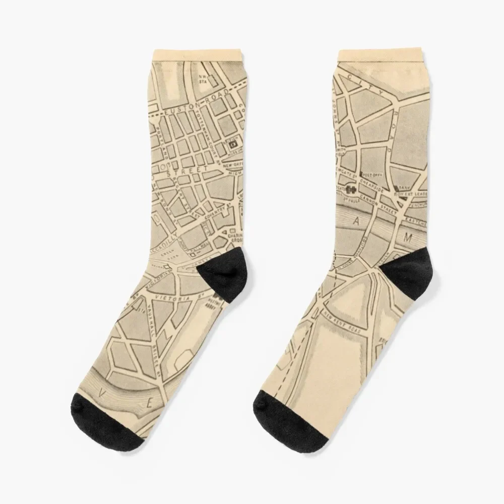 

Antique London Map Socks funny sock valentine gift ideas cycling Men Socks Women's