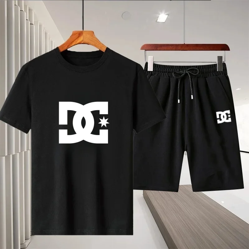 

Summer new men's casual fashionable breathable quick-drying sports short-sleeved T-shirt + sports shorts set