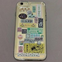 Japanese Creative Splicing Label Cute Cartoon Phone Case For iPhone 16 15 14 13 12 11 Pro XS Max 7 8 Plus Y2K Lovely Lucky Cover
