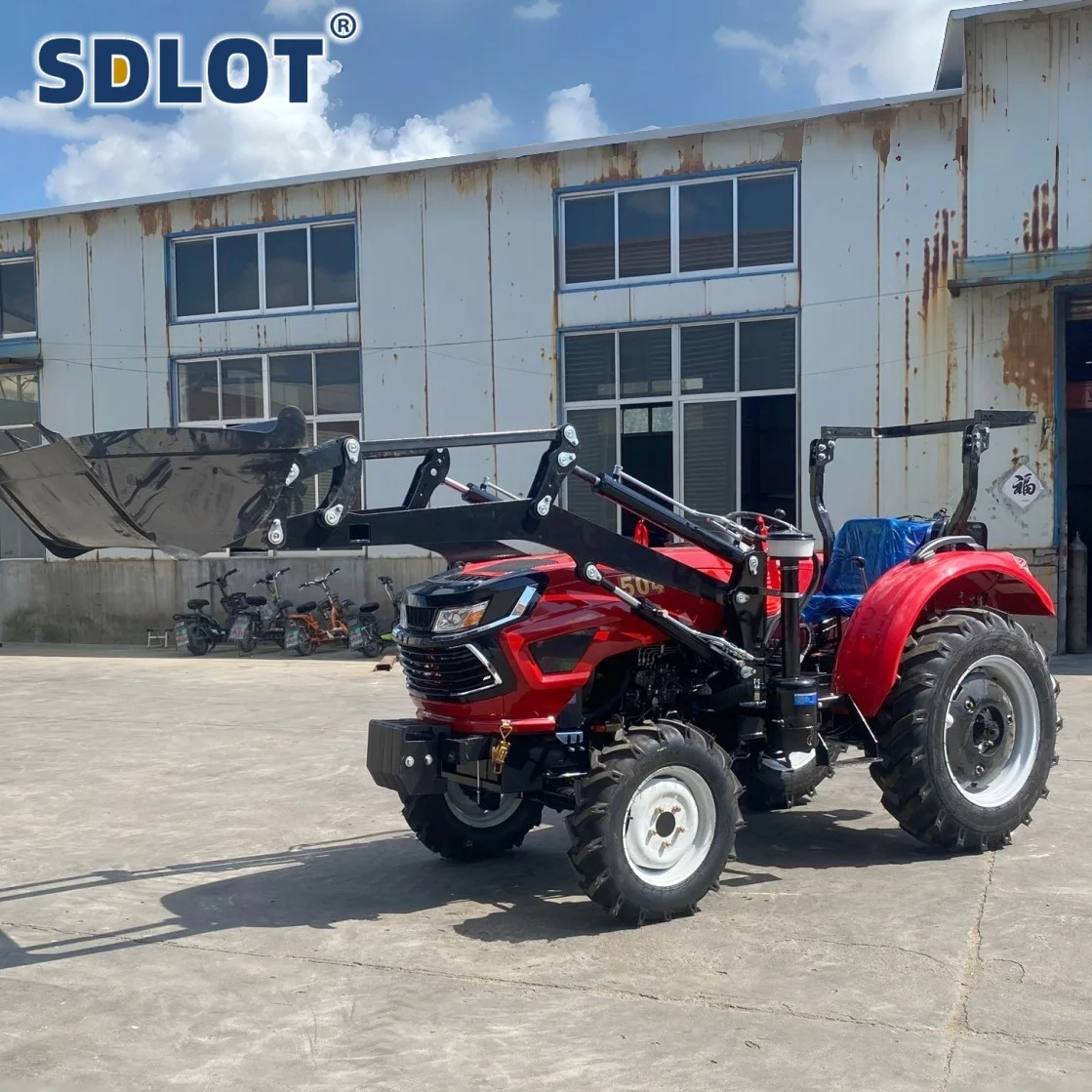 Customized 50HP All Terrain 4x4 Euro5 Diesel Farm Multifunctional Tractor with Front Loader Bucket OEM Manufacturer Customized