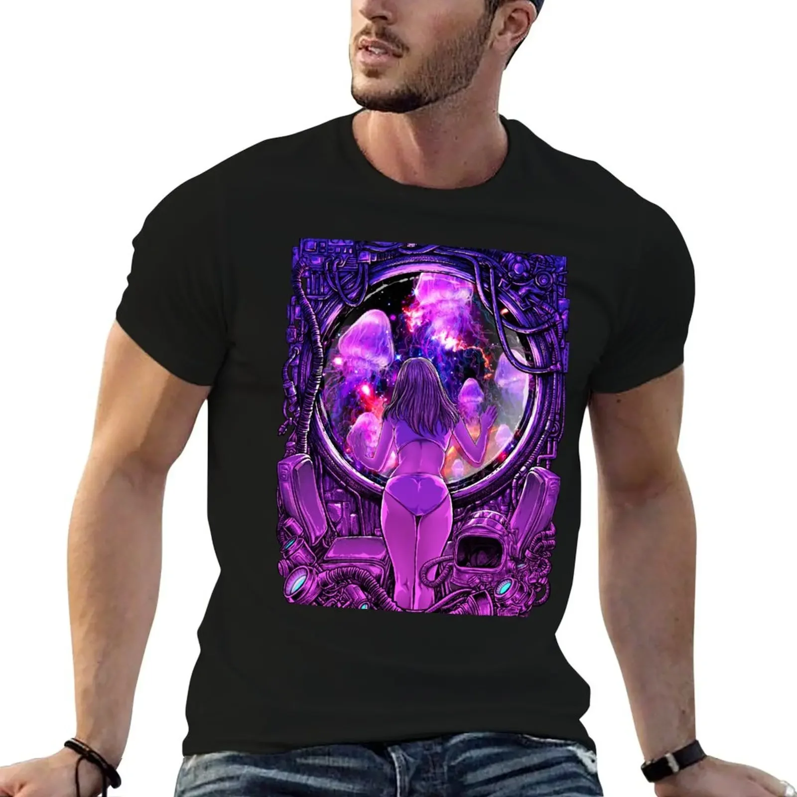 

A girl in purple room T-Shirt hippie clothes oversized basketball graphic tees graphic tee shirt plus size men clothing