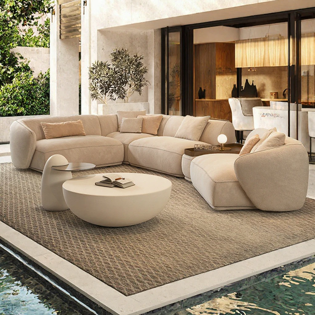Modern Fabric Sectional Sofa Modular Couch Minimalist Corner Sofa Upholstered Living Room Furniture for Villa Home