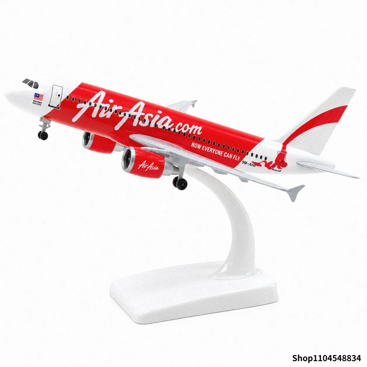 Airbus A320 Red AirAsia Metal Plane Model 20cm with Stand Landing Gear Collectible Gift Aviation Collection Desk Decor