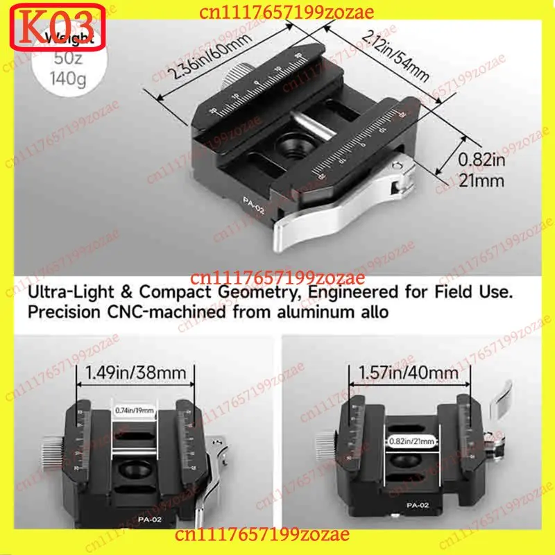 KJ02 20mm Picatinny Rail Lever Lock Tripod Ball Head Mount Aluminum Adapter Accessories For Arca Swiss Quick Release Clamp