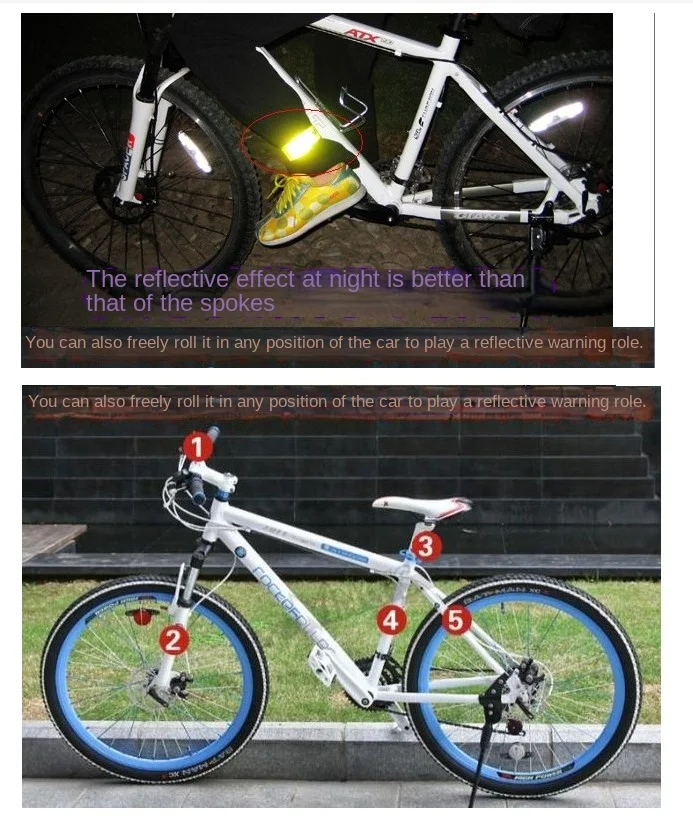 Cinta reflectante para bicicleta, 1 piezas, círculo de seguridad para correr de noche, tiras de advertencia, cuerda protectora de supervivencia al aire libre, ciclismo