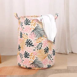 Cotton Linen Laundry Basket Folding Organizer Bucket Dirty Clothes Anti-dust Home Big Capacity Storage Basket for Toy Sundries