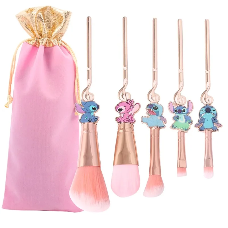 

5pcs/set Disney Stitch Creative Peripherals Enamel Makeup Brush Set - Premium Face, Eyeshadow & Blush Brushes for Beginners Gift