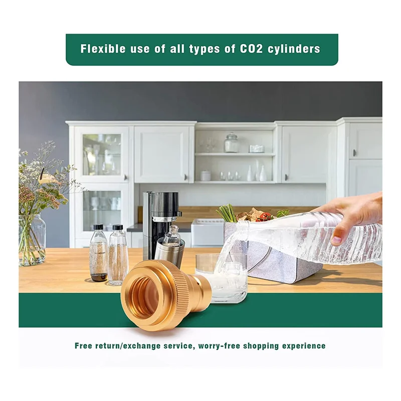 Adattatore COFA-CO2 con produttore di acqua frizzante DUO/Terra/Art che collega il cilindro di CO2 con valvola per soda con filettatura maschio TR21-4