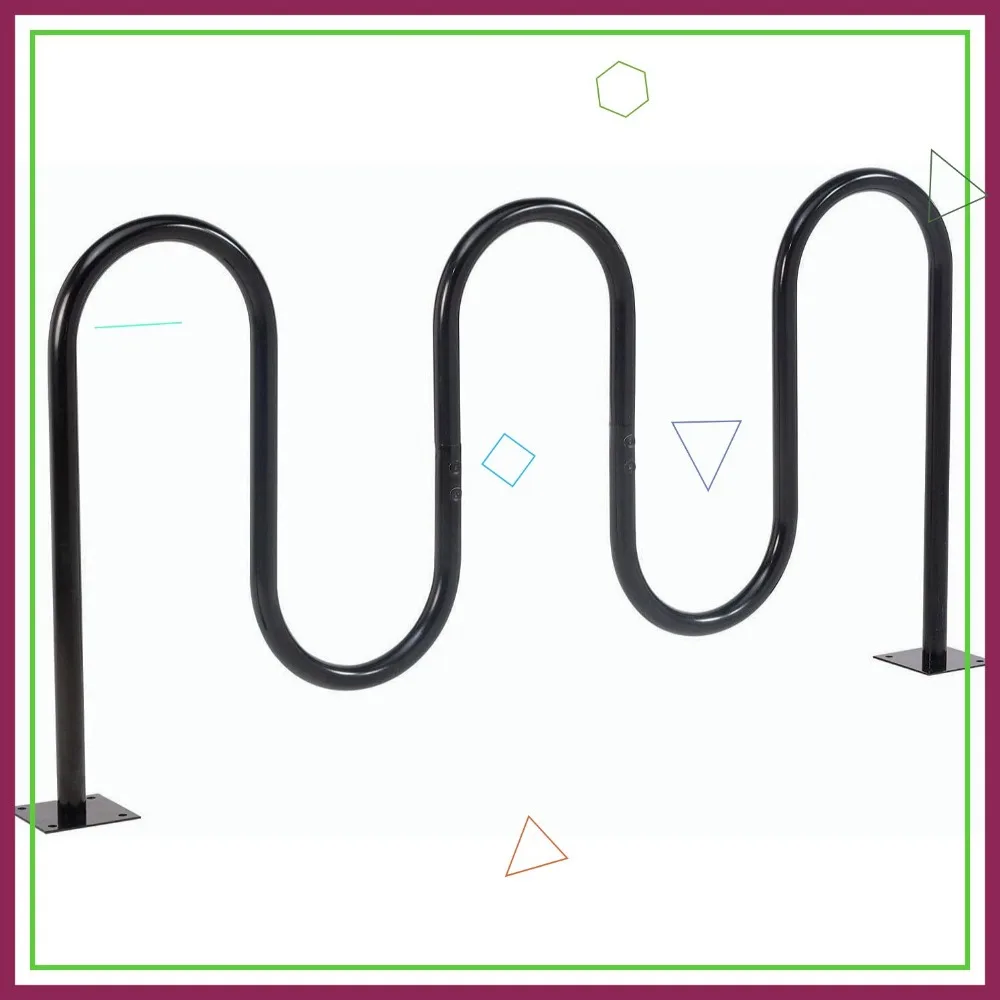 

68" Wave Bike Rack, Black, Flange Mount, 7-Bike Capacity for Garage Storage