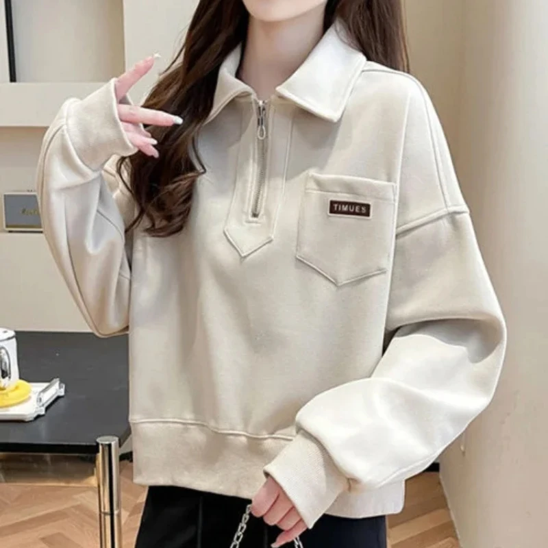 

Cotton With Zipper Women's Sweatshirts Cropped Pullovers Full Zip Up Female Top High Quality Y2k Style Cheap Y 2k Vintage Xxl E