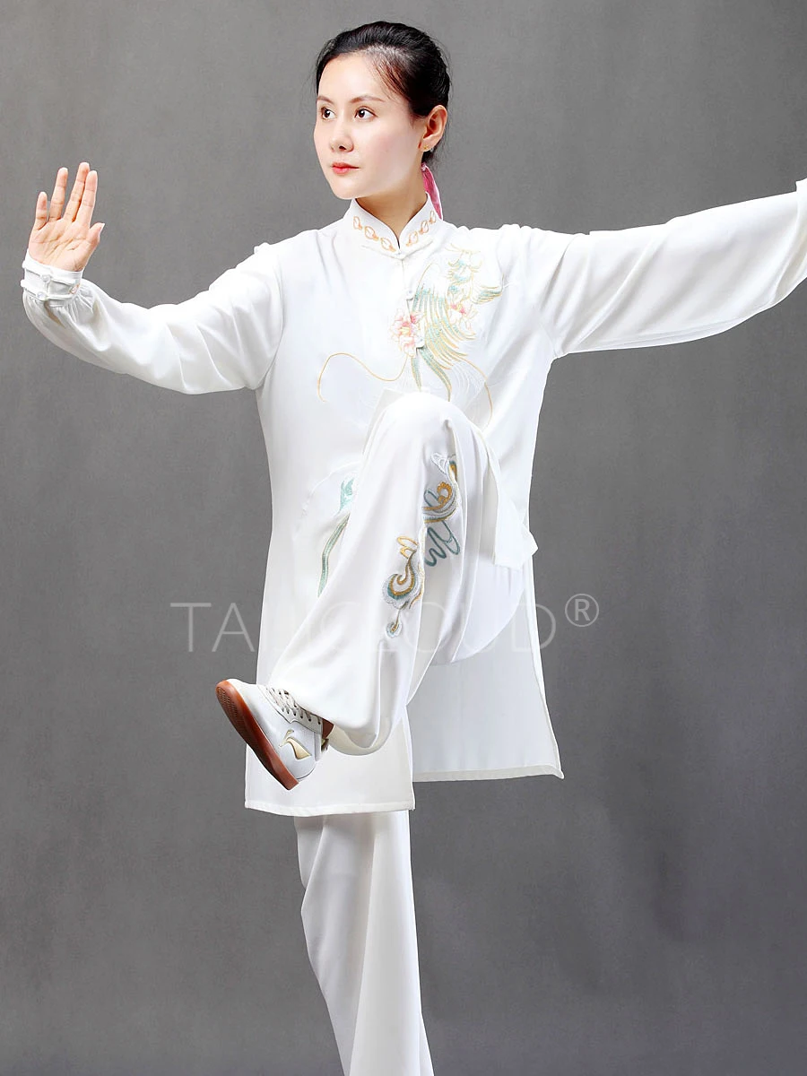 Embroidered Tai Chi Clothing for Women, Chinese Kung Fu Martial Arts Uniforms, Fitness Performance Competition Handcrafted Colla