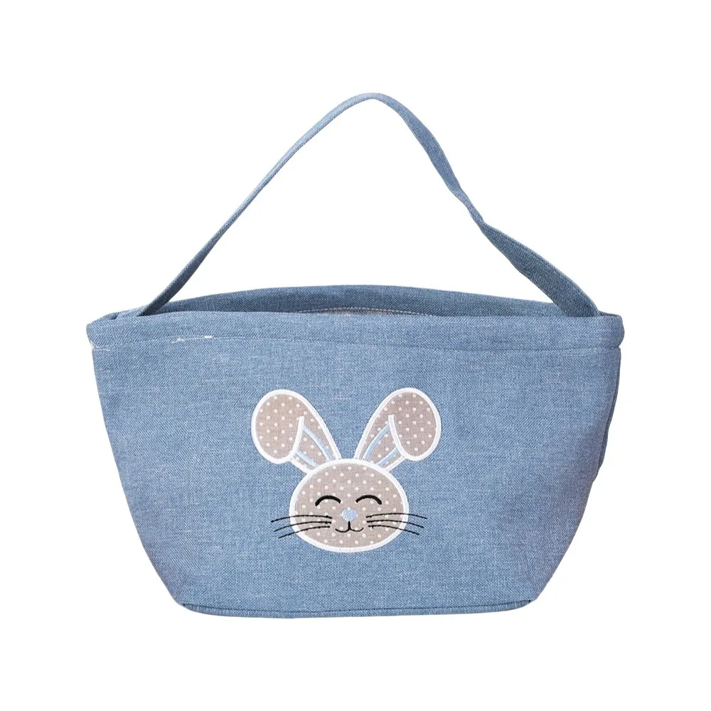 Cartoon Rabbit Storage Basket Wear-resistance Large Capacity Rabbit Egg Basket Decorative with Handle Happy Easter Handbag