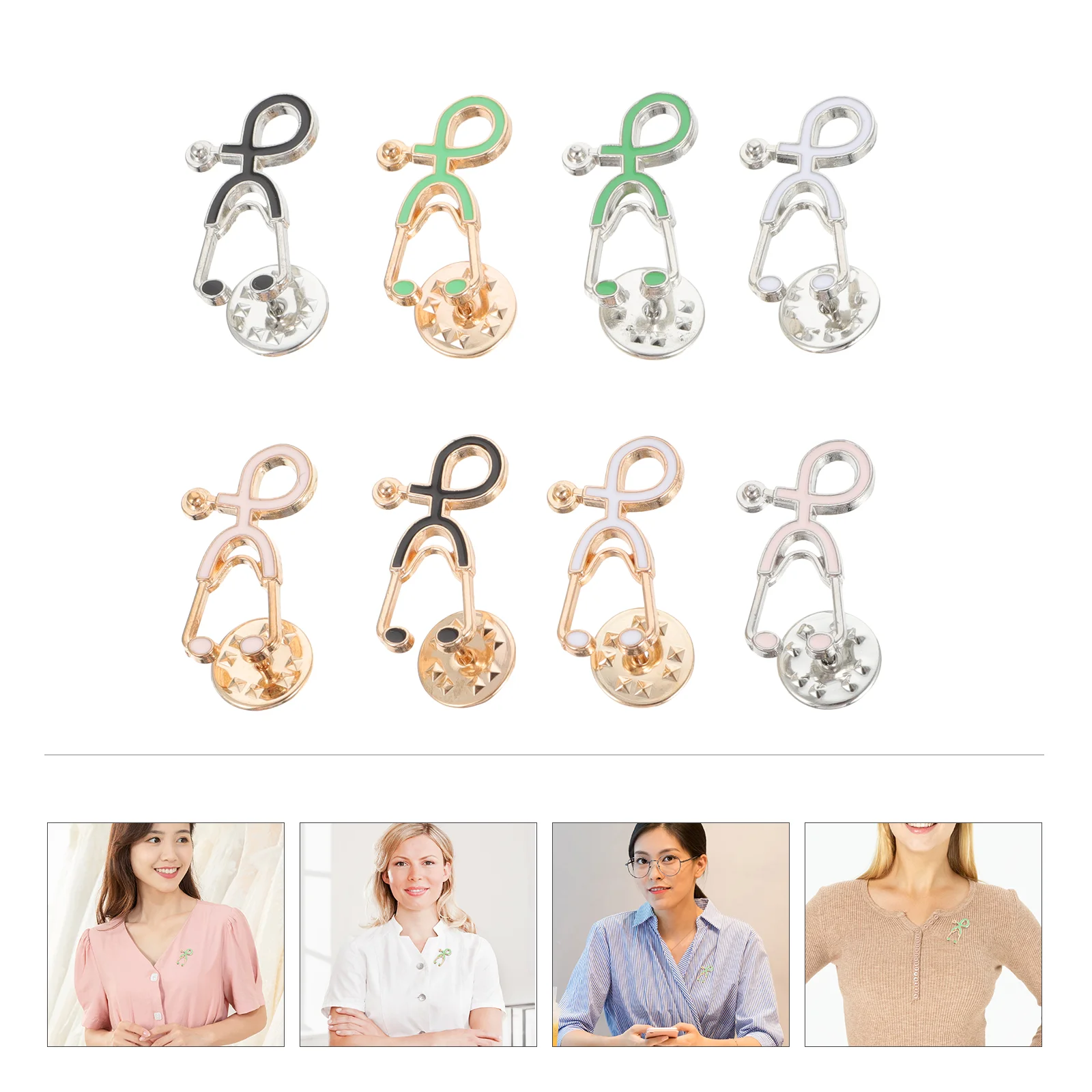 12 Pcs Mini Stethoscope Brooch Nurse Rucksack Charms Alloy Bra Strap Decorative