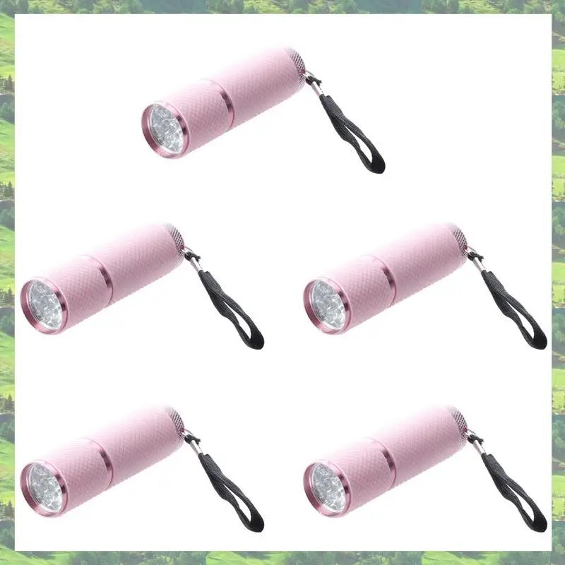 Flash Trend 5X Outdoor Mini Pink Rubber Coated 9-LED Flashlight Torch
